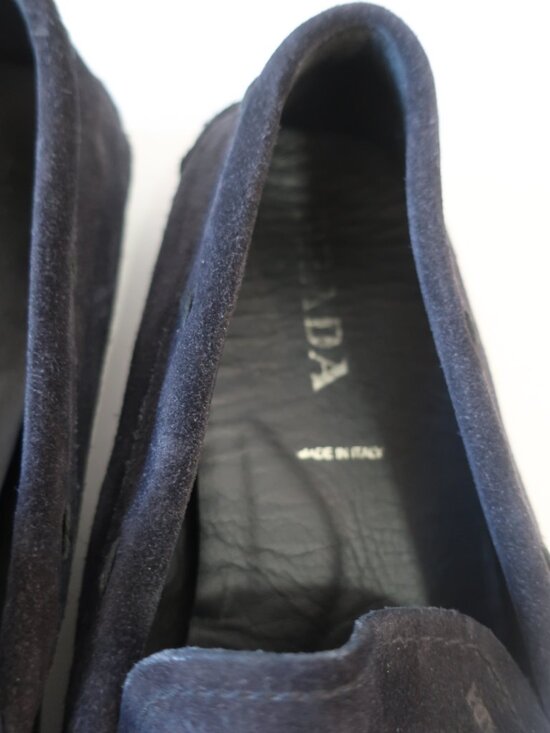 Mens Prada Navy Blue Suede Rope Chain Loafer Shoes 12 main image 8